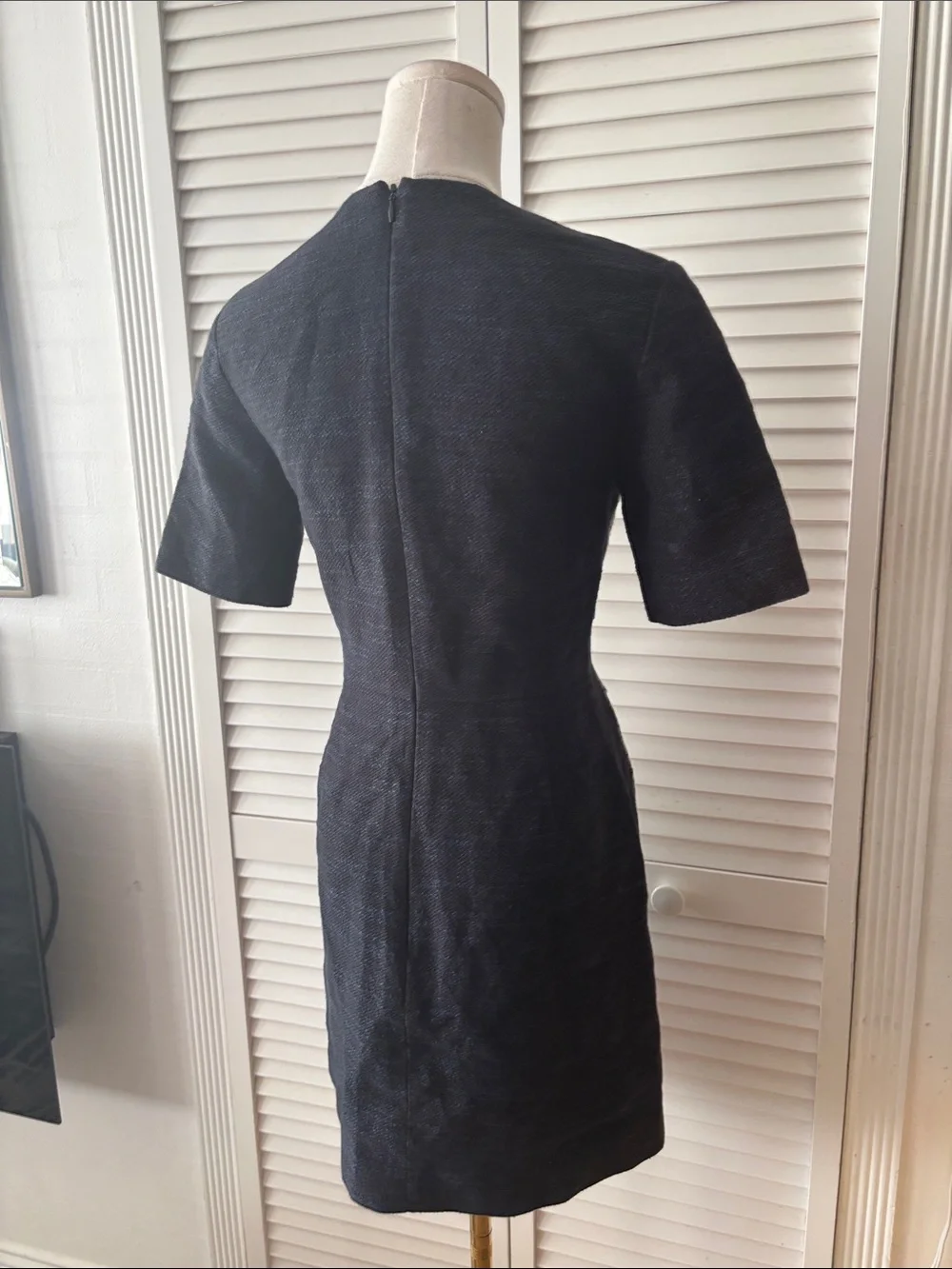 3.1 Phillip Lim Gray and navy blue Textured Sheath Dress. US0